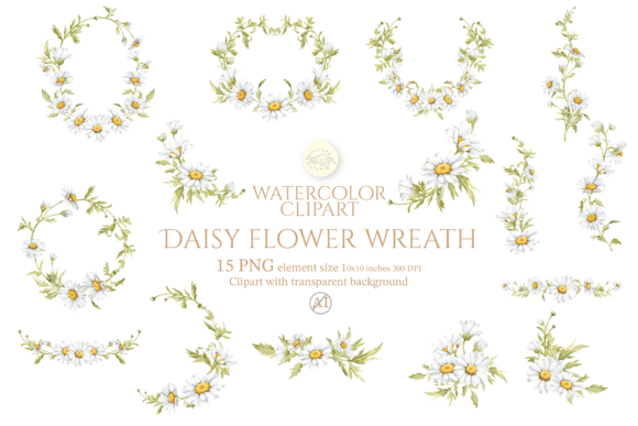 Download Daisy Wreath Clipart Set - Daisy wreath Collection