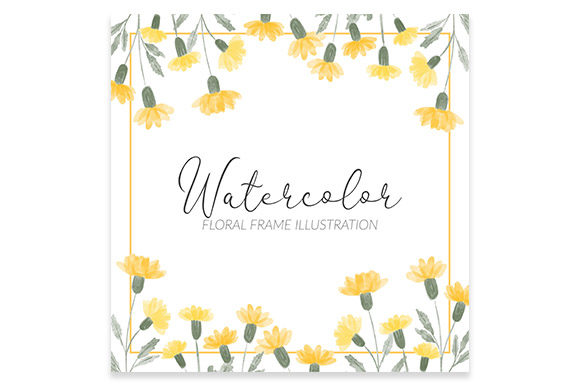 Download Watercolor Yellow Flower Square Frame - Yellow flower Collection