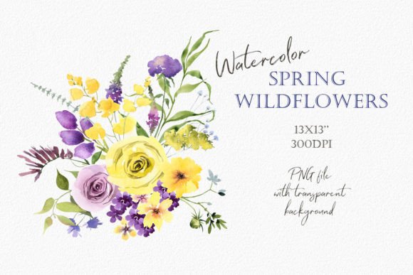 Download Watercolor Lilac Yellow Flowers Bouquet - Yellow flower Collection