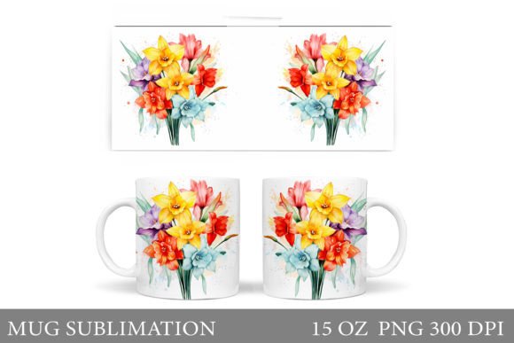 Download Flowers Mug Wrap. Spring Flowers Design - Design Collection