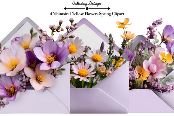Download Whimsical Yellow Flowers Spring Clipart - Yellow flower Collection