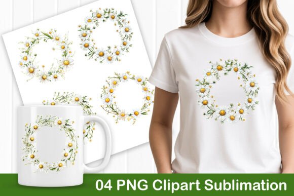 Download Botanical Daisy Wreath PNG Art - Daisy wreath Collection