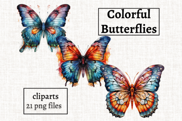Download Colorful Watercolor Butterfly Cliparts - Watercolor butterfly clipart Collection