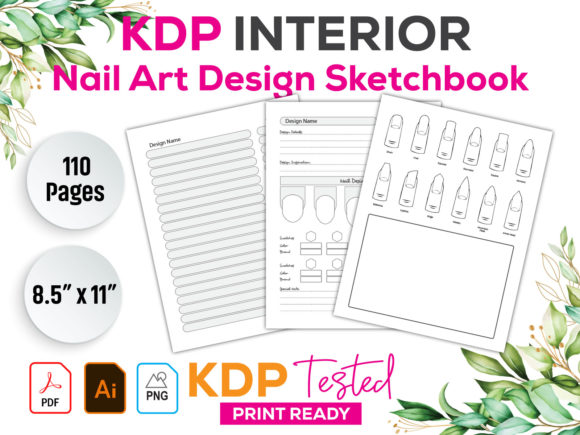 Download Nail Art Design Sketchbook KDP Interior - Design Collection
