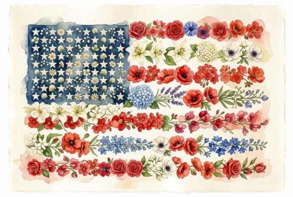 Download American Flag Made of Flowers Design - Design Collection