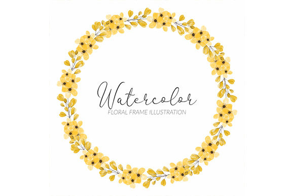 Download Watercolor Yellow Flower Wreath Frame - Yellow flower Collection