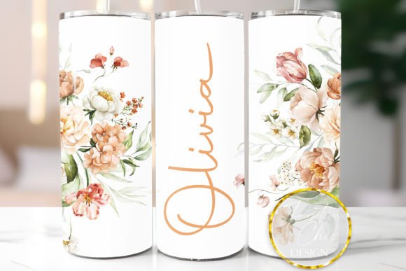 Download Custom Name Tumbler Wrap Flowers Design - Design Collection