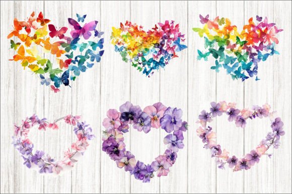 Download Watercolor Butterfly Heart Design Set - Design Collection