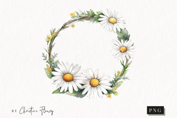 Download Watercolor Daisy Wreath Clipart - Daisy wreath Collection